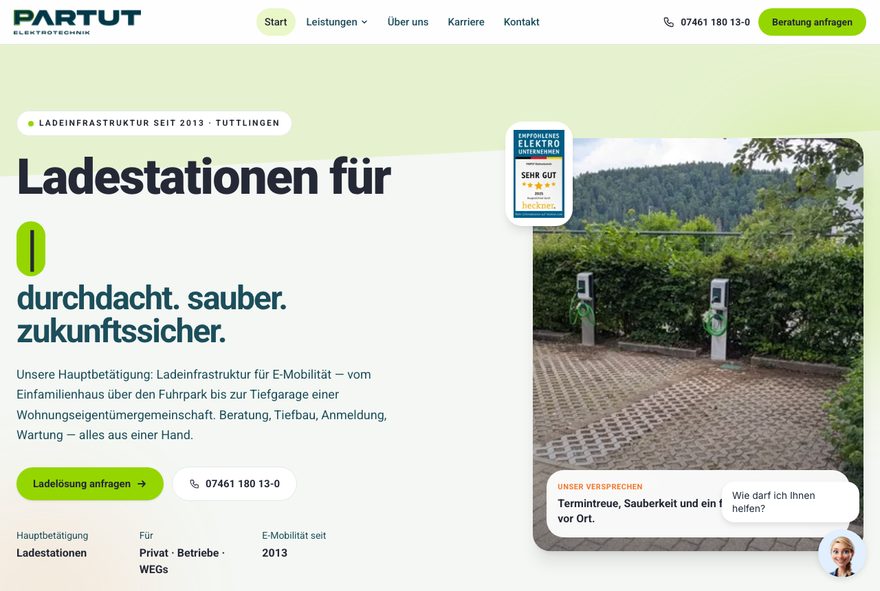 Echte Kundenwebsite: PARTUT Elektrotechnik